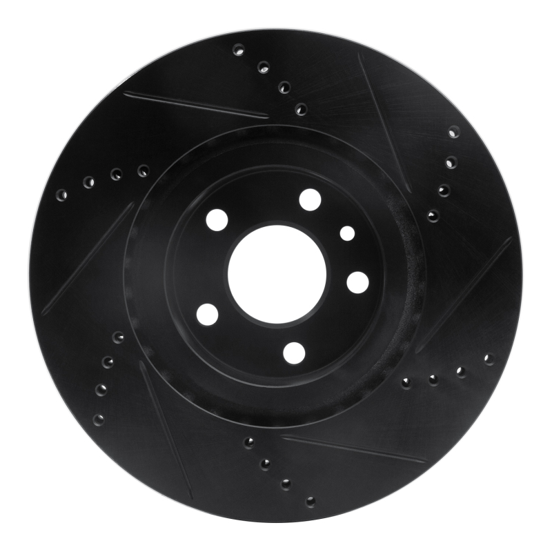 Alfa Romeo 164 Brake Rotor (1) - Front Left - R1 Concepts - Drilled & Slotted - Black - `91-`20